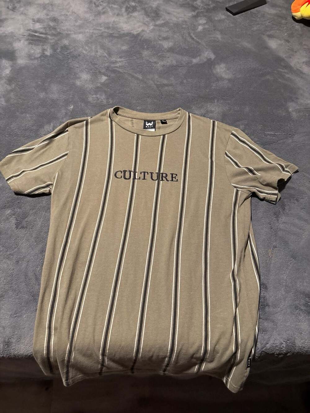 WXYZ Olive Green Striped 'CULTURE' Embroidered Graphic T-Shirt